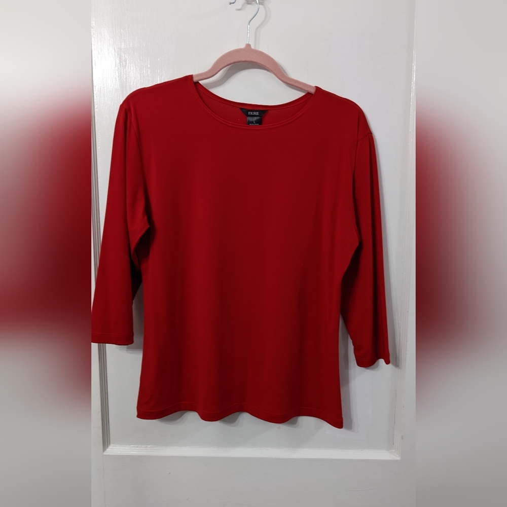 Red 3/4 Sleeve Top Size L Fiore